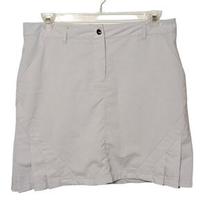 NVO by Lanctot Women's Gingham Plaid‎ Side Hem Pleats Flat Front Skort Gray Size